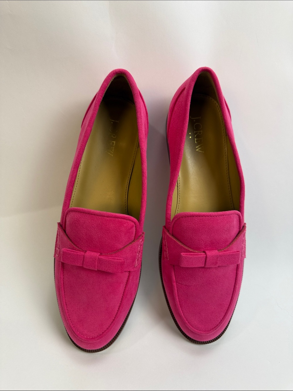 J. Crew Women's Synthetic Suede Bow Loafers in Sweet Fuchsia Size 8.5 - Picture 3 of 13